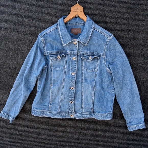 VTG Lee Denim‎ Trucker Jacket Jean Button Front Mens Medium Wash XL - Picture 1 of 11